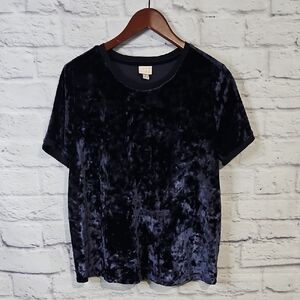 a new day Velvet Short Sleeve Top in Midnight Blue